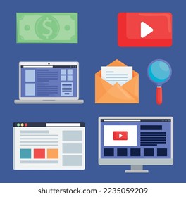 Symbol-Set für digitales Marketing und elektronischen Handel