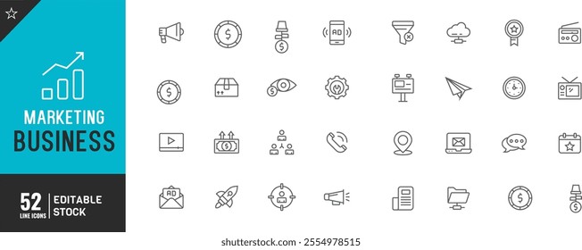 Digital marketing Editable line icon set. Thin modern style vector illustration. customer, , banking and payment