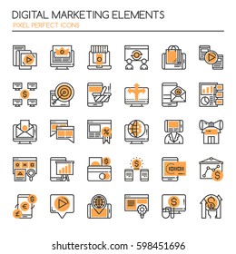 Digital marketing Elements  , Thin Line and Pixel Perfect Icons