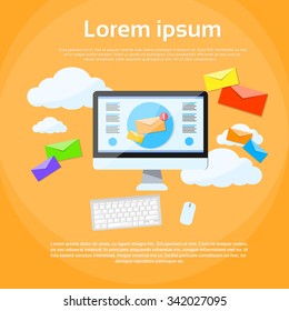 Digital Marketing Email Laptop Envelope Send Business Mail Flat Vector Illustration