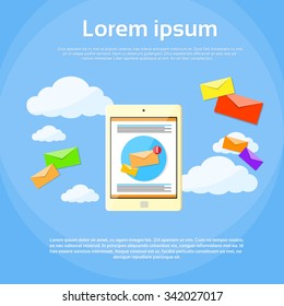 Digital Marketing Email Tablet Envelope Send Business Mail Flat Vector Illustration