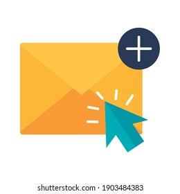 Digitales Marketing-Umschlag mit Cursor-flach-Stil Symbol-Design, E-Commerce und Shopping Online-Thema Vektorgrafik