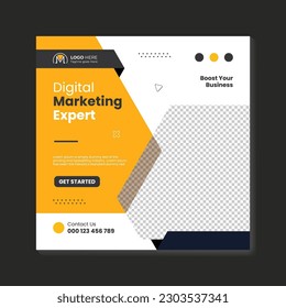 Digital marketing expert and corporate social media post web banner template