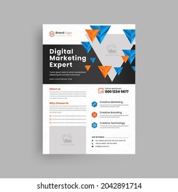 Digital marketing expert flyer design template. corporate business flyer. booklet, brochure design with A4 format.