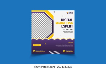 Digital marketing expert post banner, social media post template, promotional Banner, square template, square banner design, social media banner 