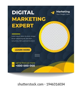 Digital Marketing expert Social Media Post Template, Digital marketing agency, creative marketing expert,  Digital Business Marketing Social Media Banner,  creative business agency social media post 