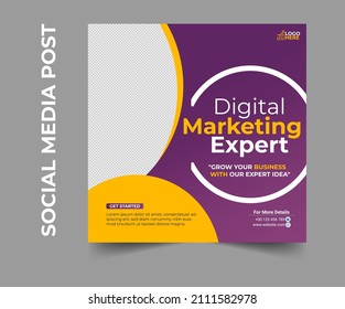 Digital marketing expert Social media post Template, business marketing post. Creative business agency. Creative marketing expert media post Template,