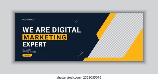 Digital marketing expert social media post template design and banner of creative concept design for advertising template. corporate social media post horizontal template