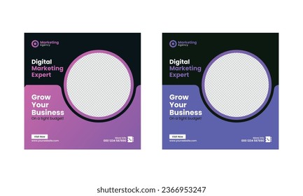 Digital Marketing Expert Social Media Vector Template Design, Digital marketing agency, Square Banner Template, Editable Social Banner Post Template.