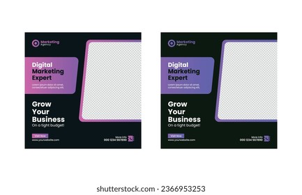Digital Marketing Expert Social Media Vector Template Design, Digital marketing agency, Square Banner Template, Editable Social Banner Post Template.