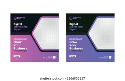 Digital Marketing Expert Social Media Vector Template Design, Digital marketing agency, Square Banner Template, Editable Social Banner Post Template.