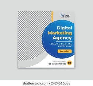 Digital Marketing Expert Social Media Post Template Design for web template, Magazine, flyer, cover, banner template. Digital marketing Agency banner. Editable web Banner Post Template.