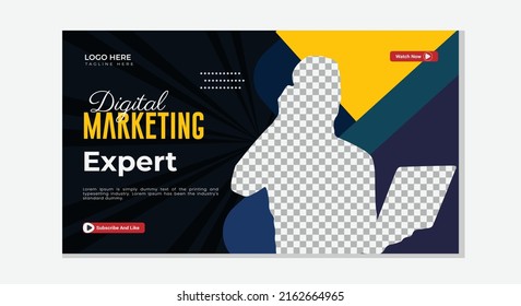 Digital Marketing Expert YouTube Thumbnail Design And Web Banner Template And Editable YouTube Thumbnail Design