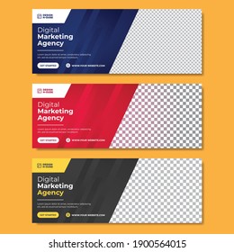 Digital marketing Facebook cover banner Premium vector
