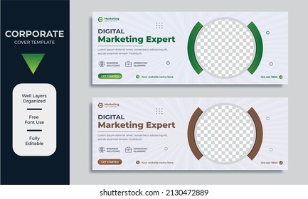Digital marketing Facebook cover page template vector premium