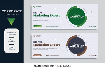 Digital marketing Facebook cover page template vector premium