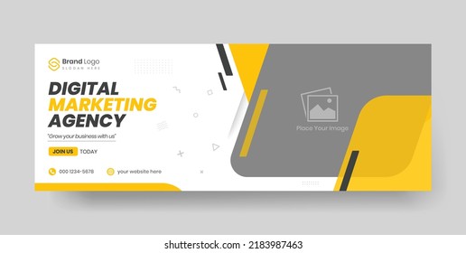 Digital marketing facebook cover | Professional business facebook cover page timeline web ad banner template.
