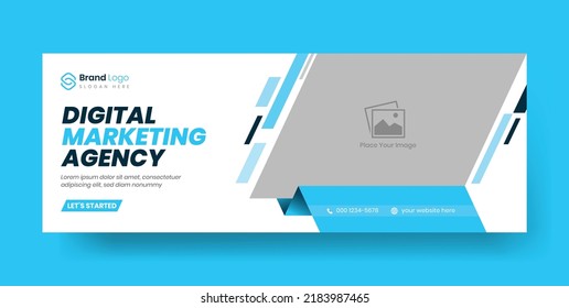 Digital marketing facebook cover | Professional business facebook cover page timeline web ad banner template.
