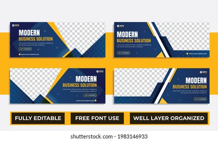 Digital marketing Facebook cover and web banner template Vector premium