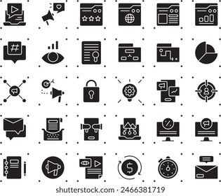 Digital Marketing fill icon set vector design illustration stock