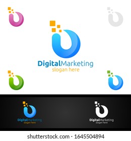 Digital Marketing Financial Advisor Logo Design Template Icon