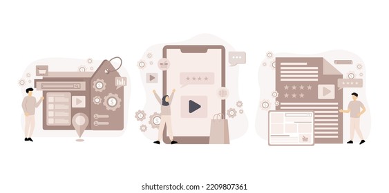 Diseño de paquete plano de marketing digital