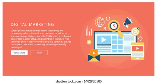Digital marketing flat design illustration