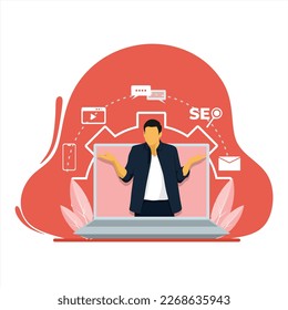 Digital marketing flat design, Market design vector