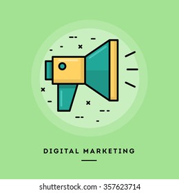 Digital marketing, flat design thin line banner, usage for e-mail newsletters, web banners, headers, blog posts, print and more