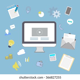 Digital marketing flat design. Vector