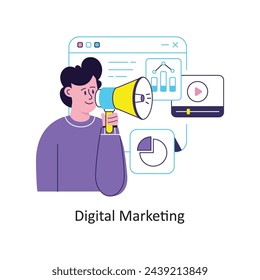 Digital Marketing flat style design vector stock illustrations.