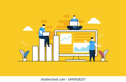 Digital Marketing flat vector illustration concept,can be used for landing page, ui, web, app intro card, editorial, flyer, and banner.