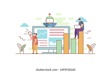 Digital Marketing flat vector illustration concept,can be used for landing page, ui, web, app intro card, editorial, flyer, and banner.
