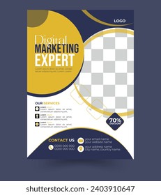 Portada del folleto de marketing digital diseño de vectores de folletos comerciales, plantilla de diseño de fondo abstracto de publicidad de folletos