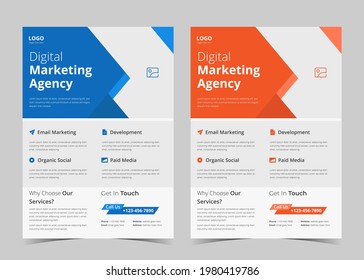 Diseño de volante de marketing digital. Ejemplo de volante de marketing digital. Plantilla de póster de folleto de estudio creativo
