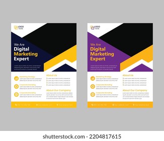 Digital Marketing flyer template, Digital marketing agency, Flyer template, Digital Business marketing social media flyer, Vector graphic template.