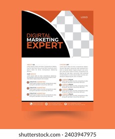 Digital marketing Flyer vector template. Brochure design, cover modern layout, annual report, poster, flyer in A4 with colorful triangles