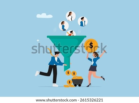 Digital Marketing Funnel Concept. Converting Leads into Revenue with Business Strategy Illustration