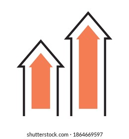 digital marketing grown arrow success vector illustration line and fill