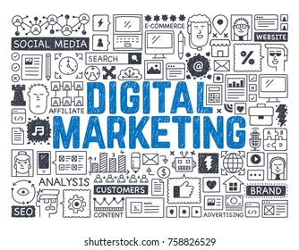 Digital Marketing - Hand drawn vector illustration