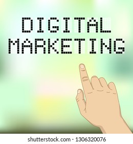 digital marketing, hand with pointing finger