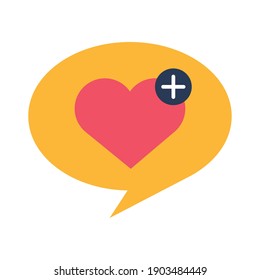 Digital marketing heart in bubble flat style icon design, ecommerce and shopping online theme Vector illustration