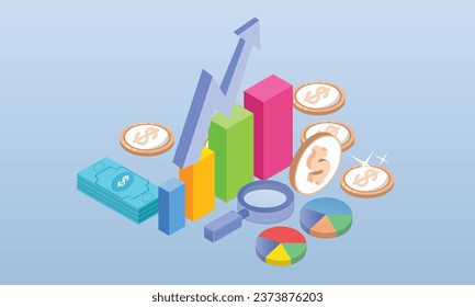 Digital Marketing How To Calculate And Improve It.on blue background.3D design.isometric vector design Illustration.