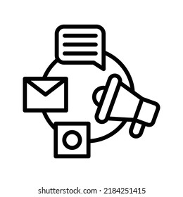 digital marketing icon black outline isolated on white background