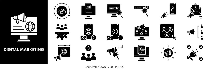 Digital Marketing icon collection set. Containing design business, technology, digital, marketing, computer