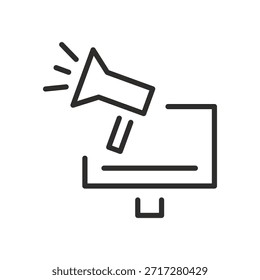 Icono de marketing digital, símbolo de la computadora