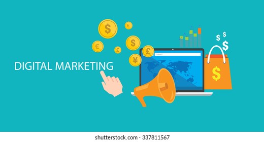 Digital marketing icon flat