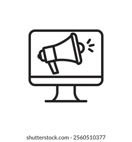 Digital marketing icon Flat art in black and white isolated