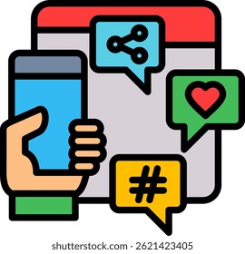Digital Marketing Icon Lineal Color Vector Illustration