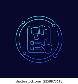 Icono de marketing digital, diseño lineal
